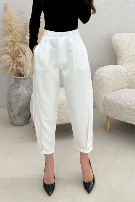 ONE COLOR SIMPLE WOMAN TROUSERS WHITE-E BARDHE - 3