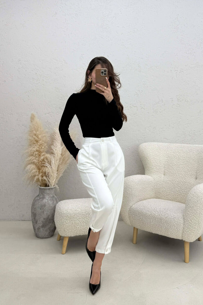 ONE COLOR SIMPLE WOMAN TROUSERS WHITE-E BARDHE - 4