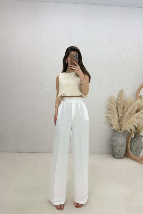 ONE COLOR SIMPLE WOMAN TROUSERS WHITE-E BARDHE - 1