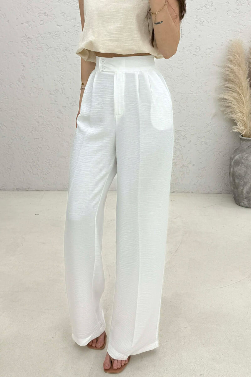 ONE COLOR SIMPLE WOMAN TROUSERS WHITE-E BARDHE - 2