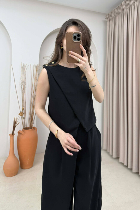 ONE COLOR SIMPLE WOMAN VEST BLACK/ E ZEZE - 1