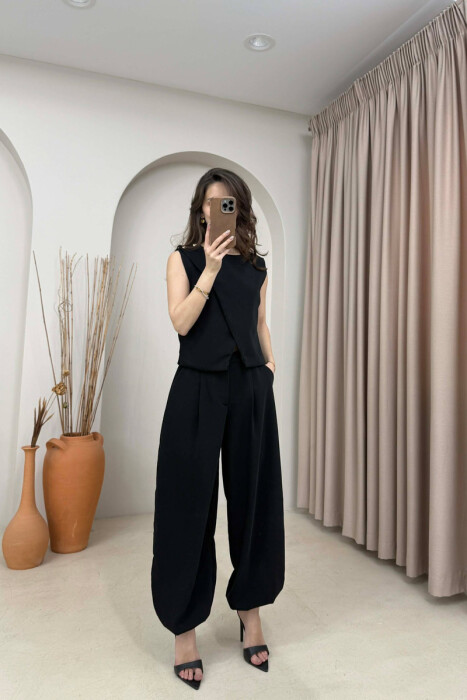 ONE COLOR SIMPLE WOMAN VEST BLACK/ E ZEZE - 2