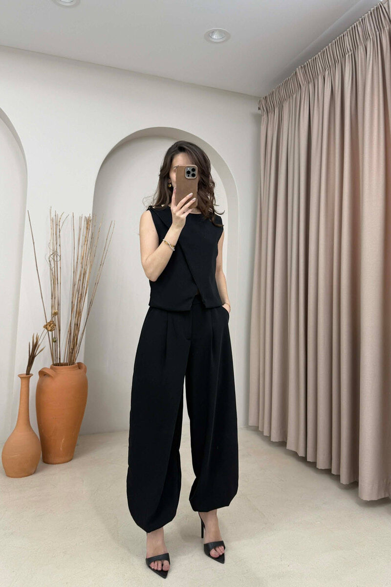 ONE COLOR SIMPLE WOMAN VEST BLACK/ E ZEZE - 2
