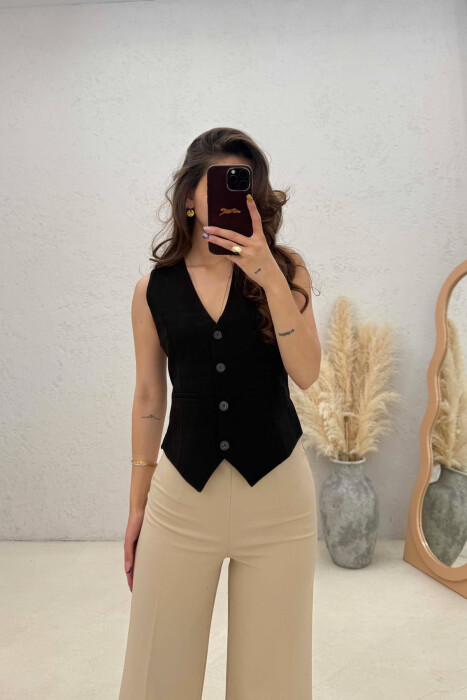 ONE COLOR SIMPLE WOMAN VEST BLACK/ E ZEZE - 1