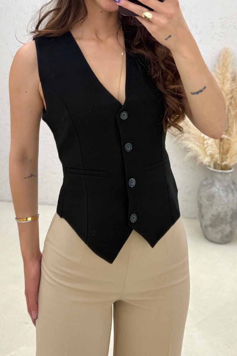 ONE COLOR SIMPLE WOMAN VEST BLACK/ E ZEZE - 4