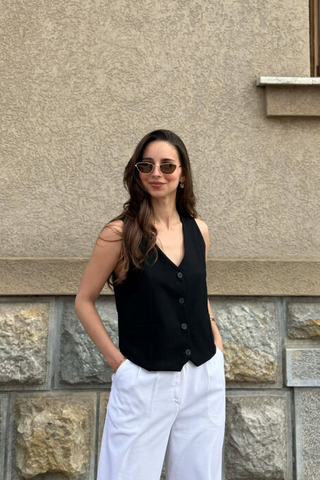 ONE COLOR SIMPLE WOMAN VEST BLACK/ E ZEZE - KLAUDIO FASHION