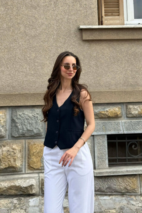 ONE COLOR SIMPLE WOMAN VEST BLUE/BLU - 1