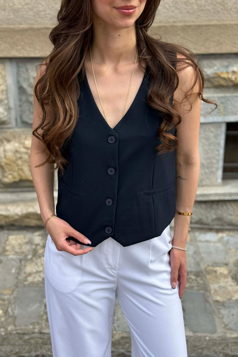 ONE COLOR SIMPLE WOMAN VEST BLUE/BLU - 2