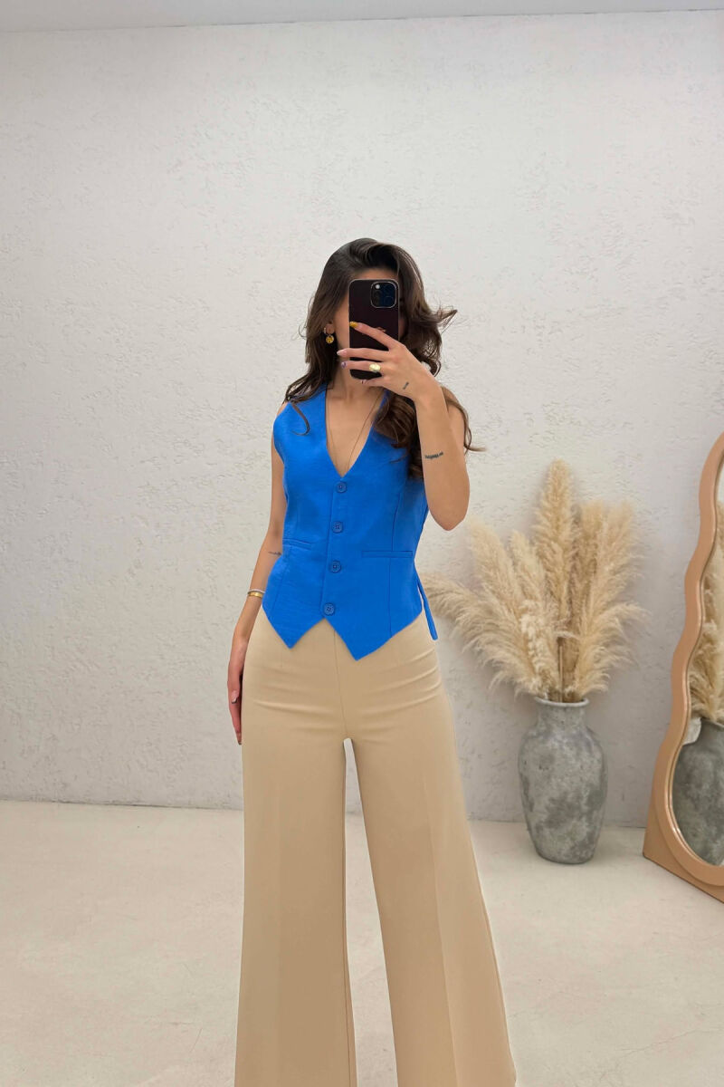 ONE COLOR SIMPLE WOMAN VEST BLUE/BLU - 2