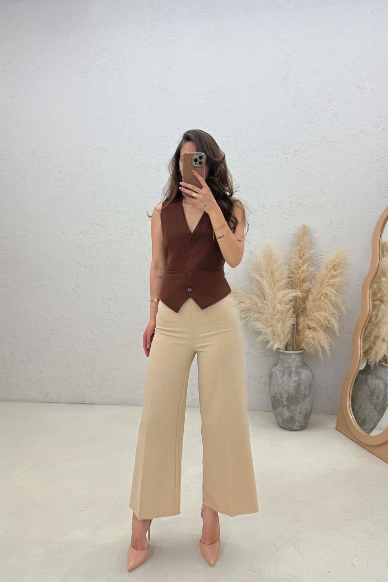 ONE COLOR SIMPLE WOMAN VEST BROWN/KAFE - 4