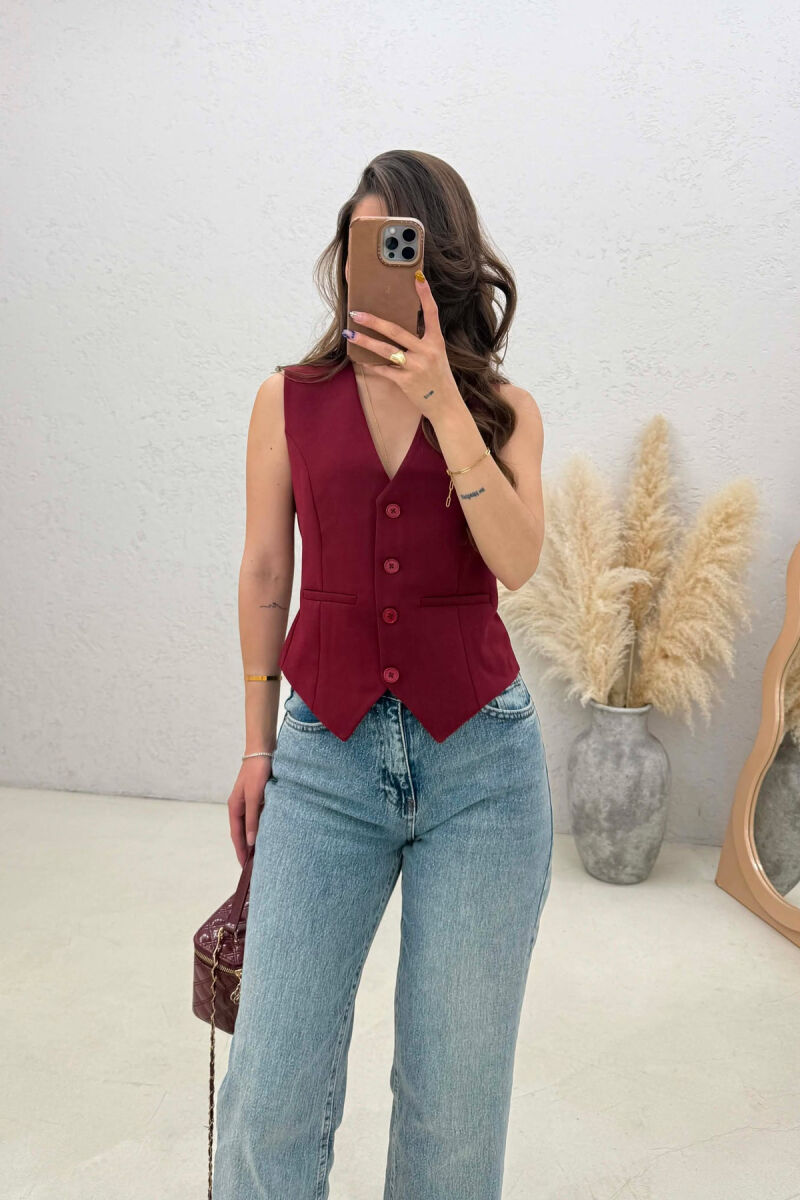ONE COLOR SIMPLE WOMAN VEST BURGUNDY/VISHNJE - 1