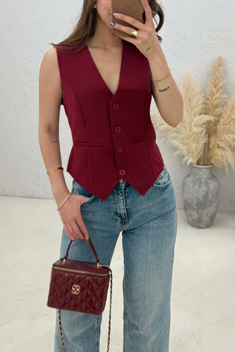 ONE COLOR SIMPLE WOMAN VEST BURGUNDY/VISHNJE - 3