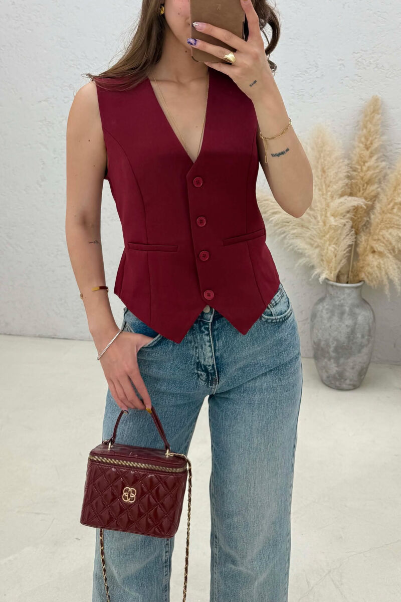 ONE COLOR SIMPLE WOMAN VEST BURGUNDY/VISHNJE - 3