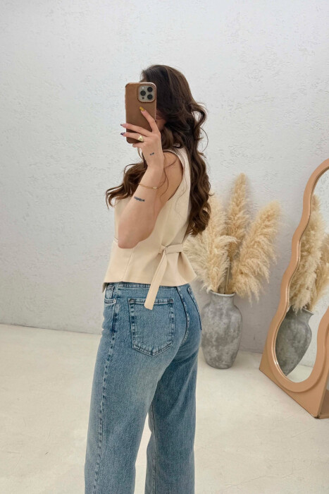 ONE COLOR SIMPLE WOMAN VEST CREAM/KREM - 2