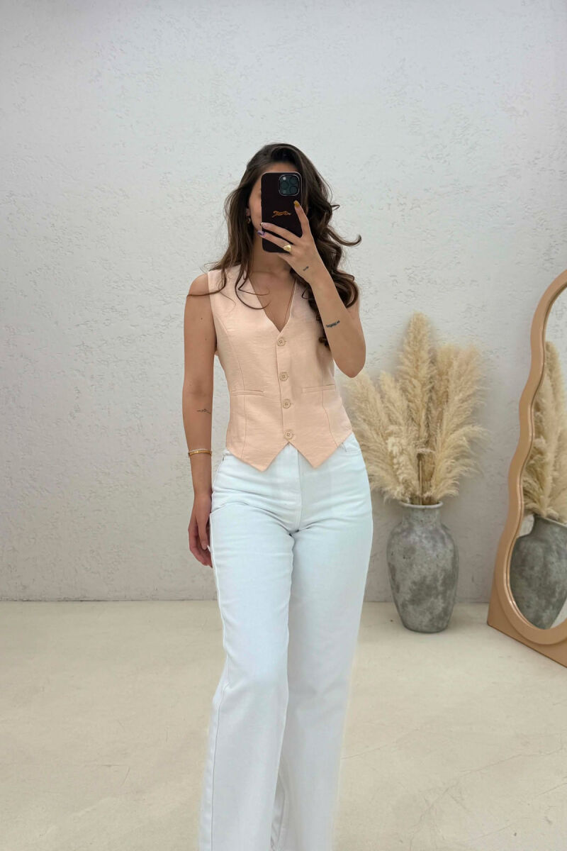 ONE COLOR SIMPLE WOMAN VEST CREAM/KREM - 3