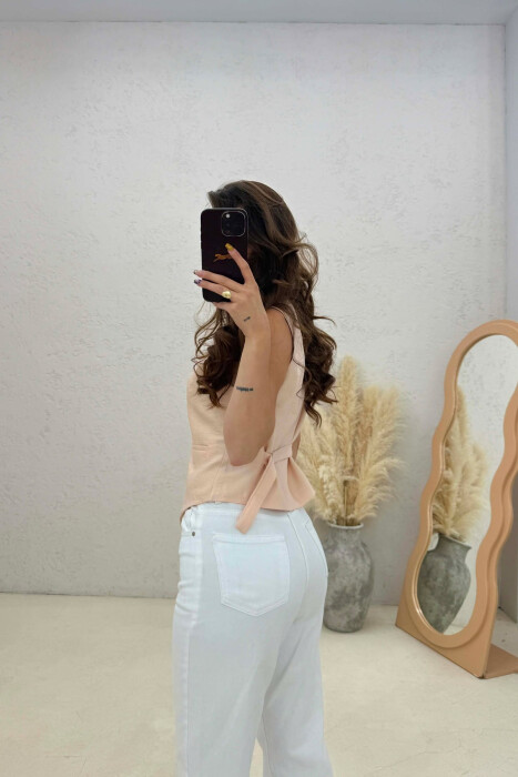 ONE COLOR SIMPLE WOMAN VEST CREAM/KREM - 4