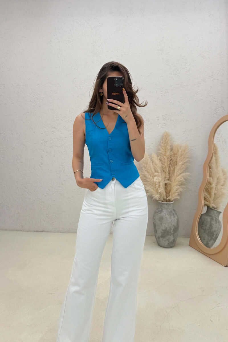 ONE COLOR SIMPLE WOMAN VEST LIGHTBLUE/BZ - 2