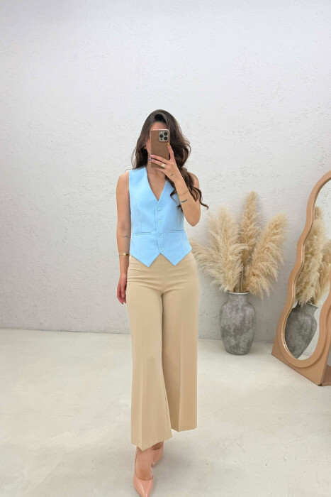 ONE COLOR SIMPLE WOMAN VEST LIGHTBLUE/BZ - 3