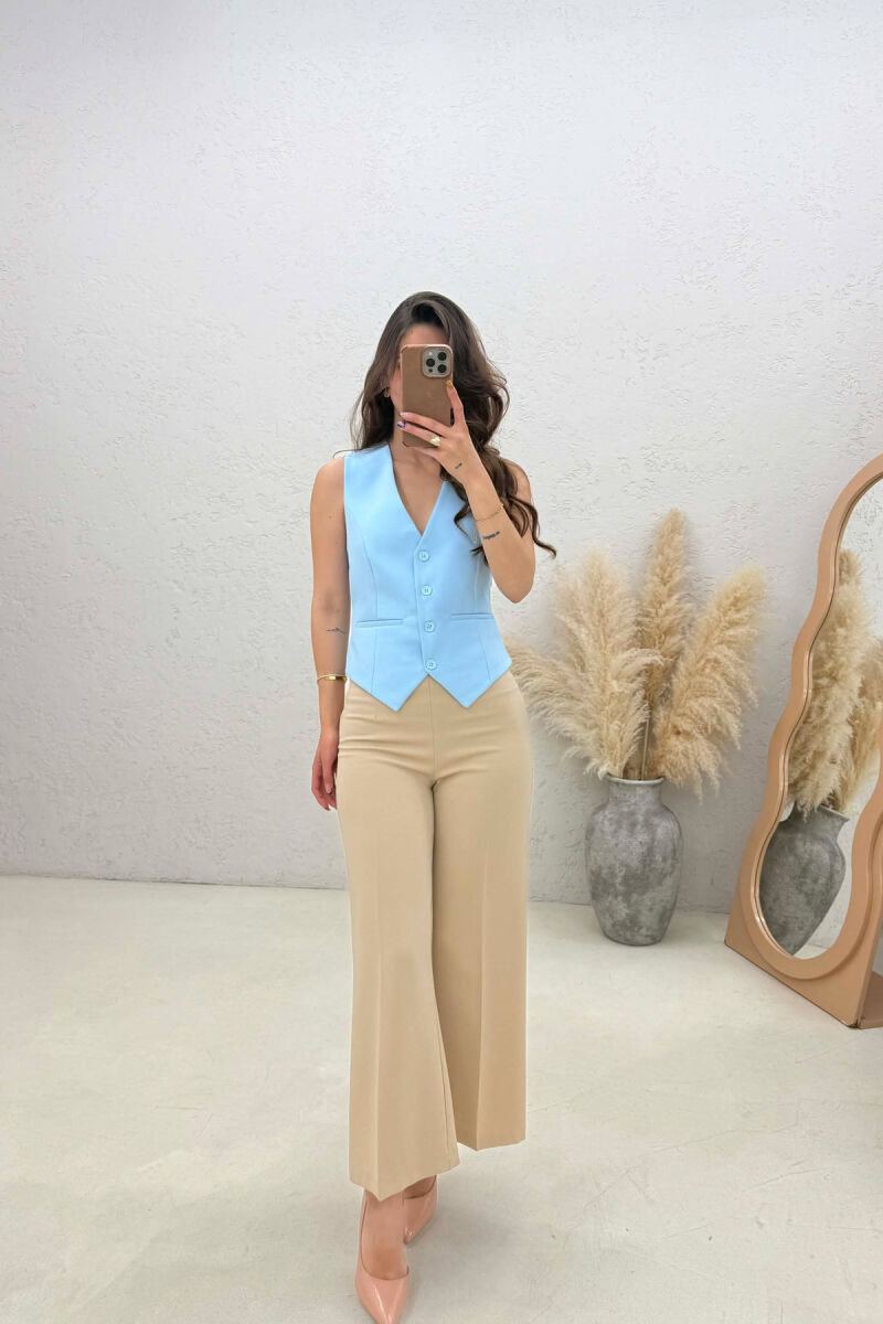 ONE COLOR SIMPLE WOMAN VEST LIGHTBLUE/BZ - 3
