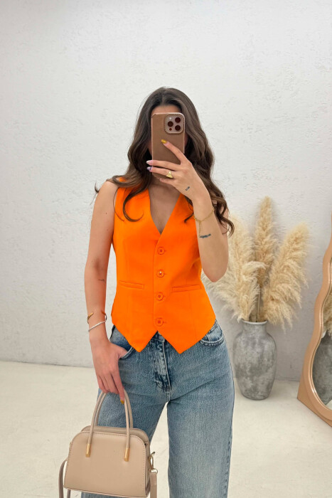 ONE COLOR SIMPLE WOMAN VEST ORANGE/PORTOKALLI 