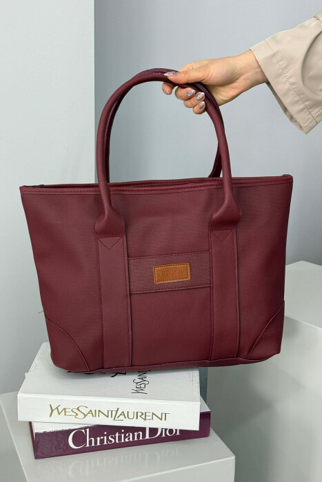 ONE COLOR SIMPLE WOMEN BAG BURGUNDY/VISHNJE - KLAUDIO FASHION