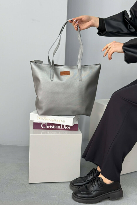 ONE COLOR SIMPLE WOMEN BAG GREY/GRI - KLAUDIO FASHION