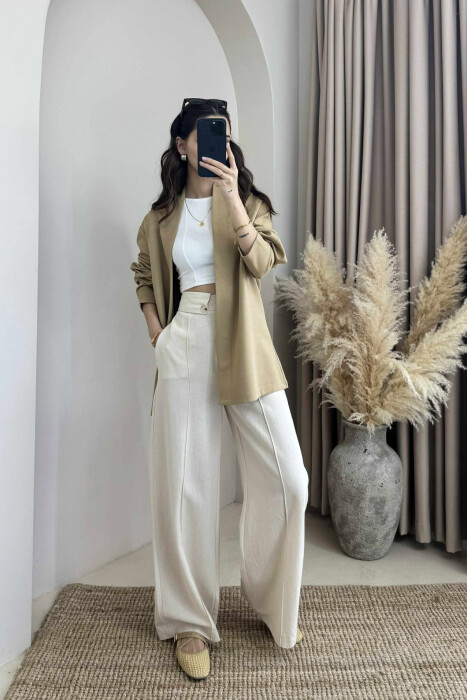 ONE COLOR SIMPLE WOMEN SHIRT BEIGE/BEZHE - 1