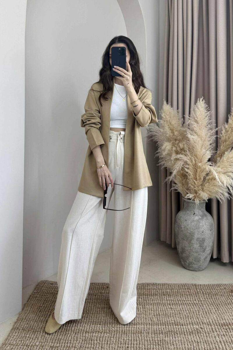 ONE COLOR SIMPLE WOMEN SHIRT BEIGE/BEZHE - 2