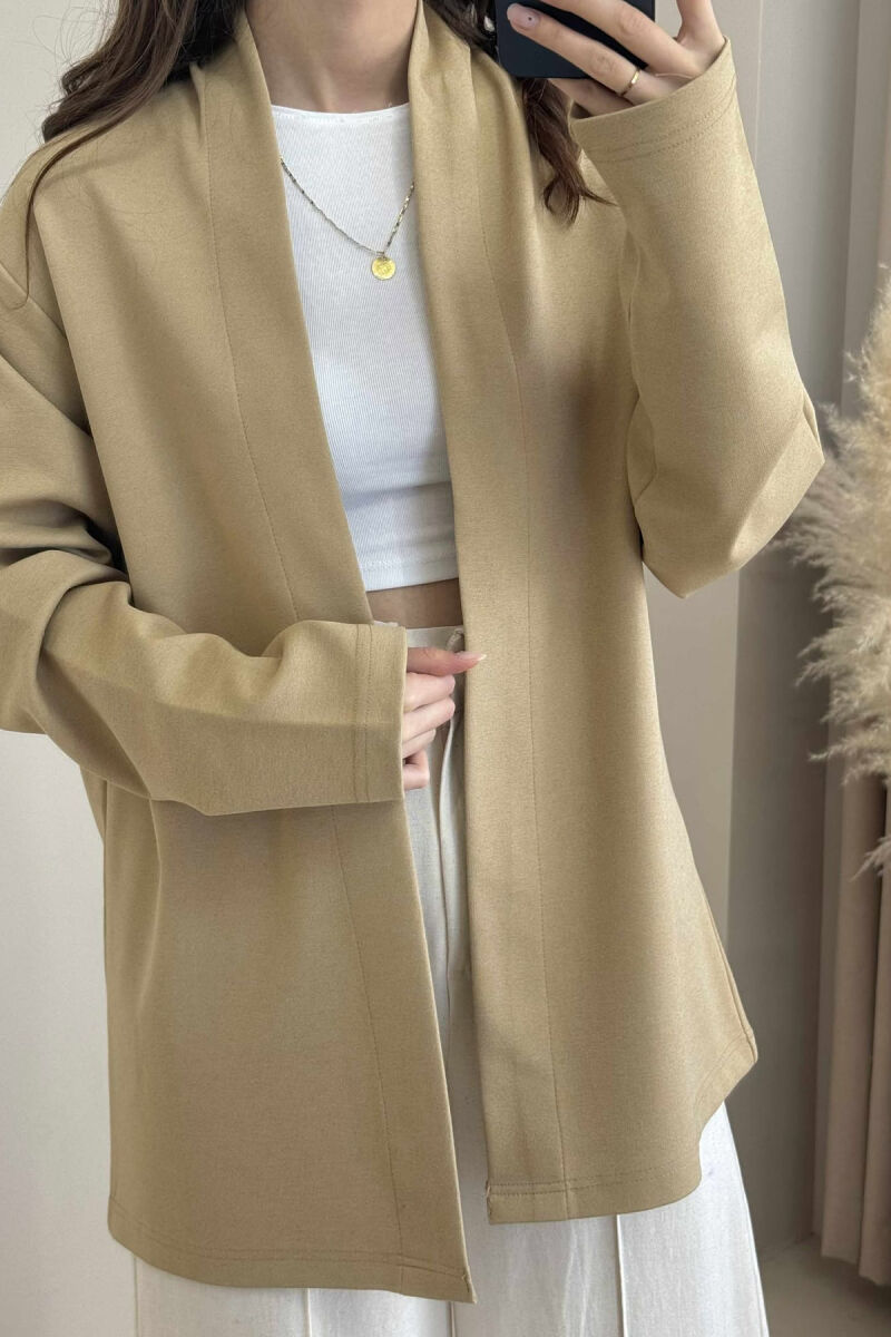 ONE COLOR SIMPLE WOMEN SHIRT BEIGE/BEZHE - 3