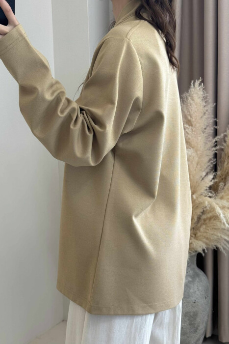 ONE COLOR SIMPLE WOMEN SHIRT BEIGE/BEZHE - 4