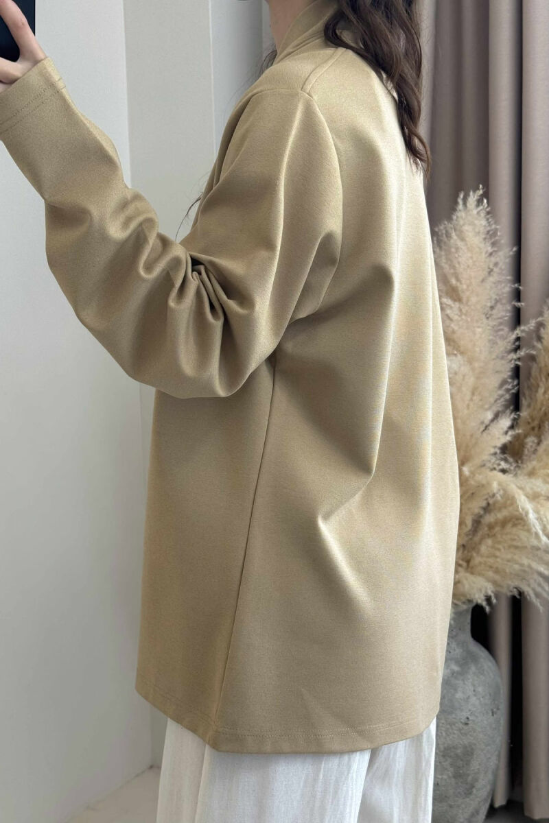 ONE COLOR SIMPLE WOMEN SHIRT BEIGE/BEZHE - 4