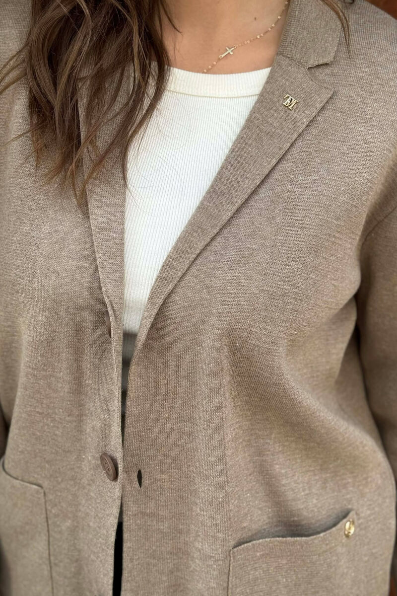 ONE COLOR SIMPLE WOMEN CARDIGAN BEIGE/BEZHE - 5