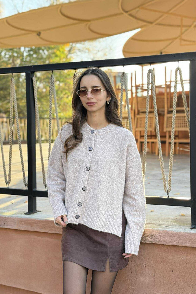 ONE COLOR SIMPLE WOMEN CARDIGAN BEIGE/BEZHE - 3