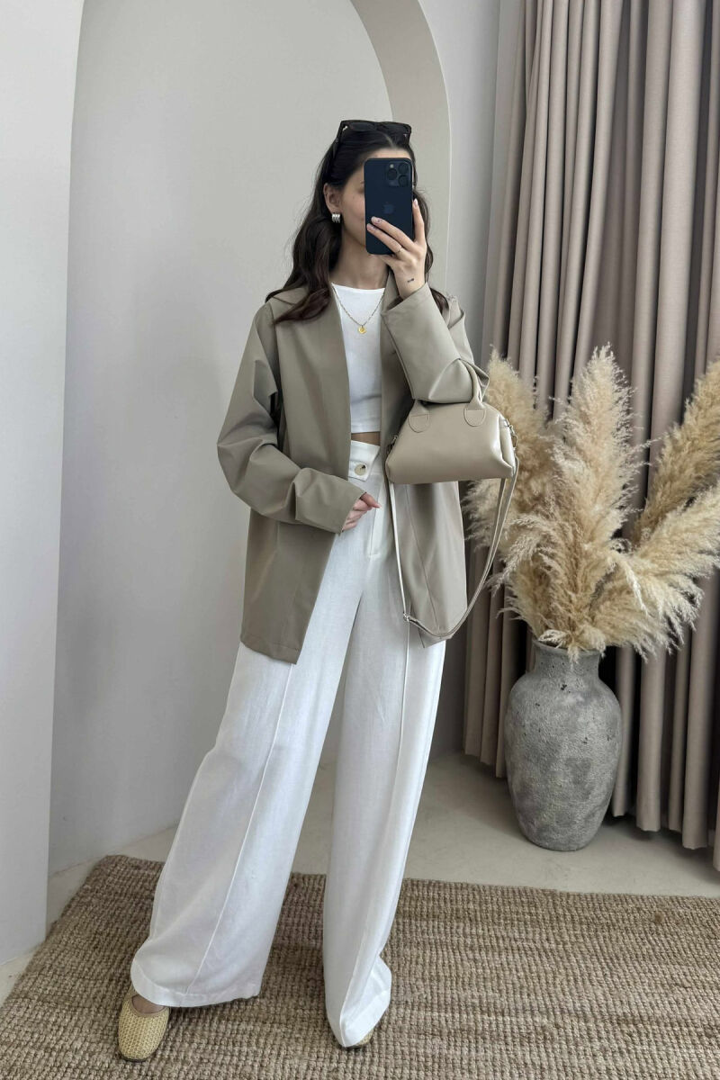 ONE COLOR SIMPLE WOMEN CARDIGAN BEIGE/BEZHE - 1