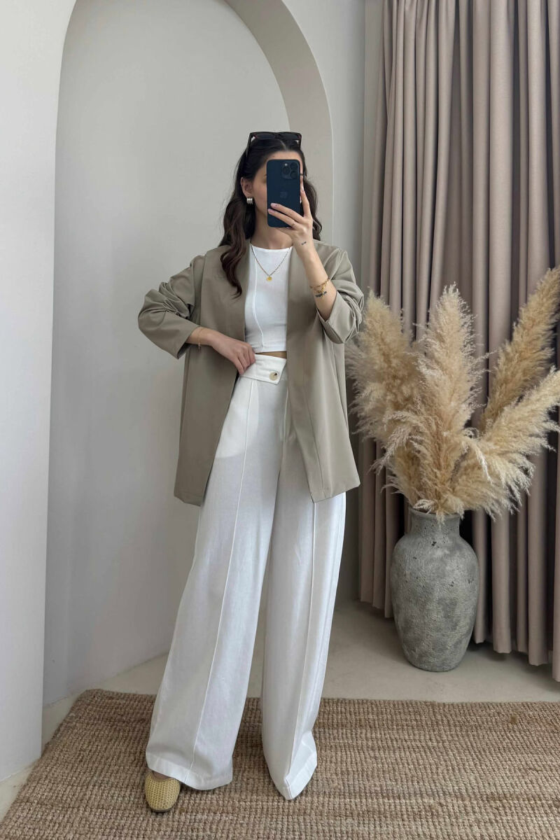 ONE COLOR SIMPLE WOMEN CARDIGAN BEIGE/BEZHE - 3