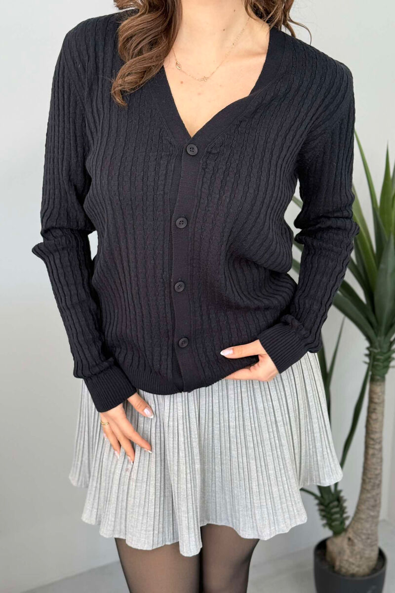 ONE COLOR SIMPLE WOMEN CARDIGAN BLACK/ E ZEZE - 2