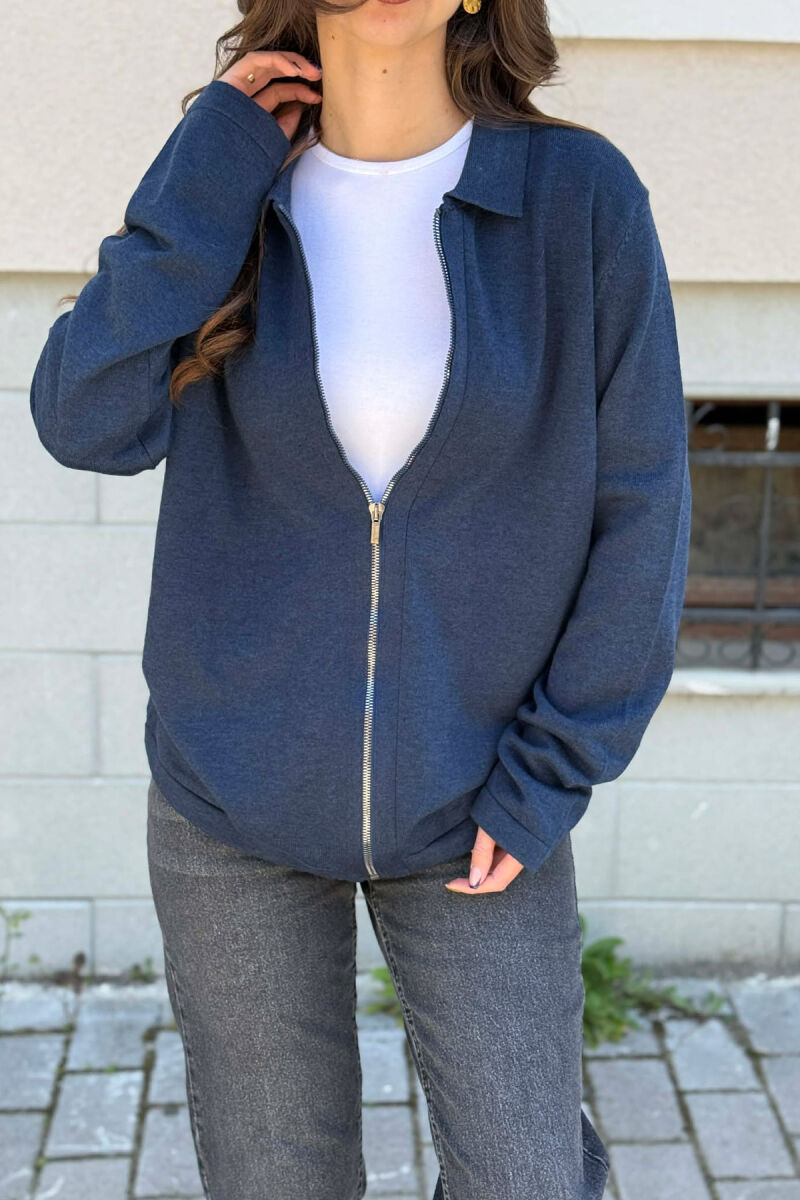 ONE COLOR SIMPLE WOMEN CARDIGAN BLUE/BLU - 2