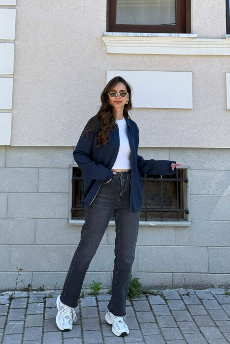 ONE COLOR SIMPLE WOMEN CARDIGAN BLUE/BLU - 4