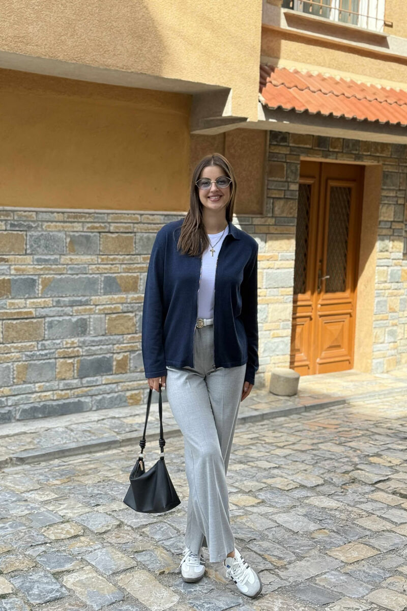 ONE COLOR SIMPLE WOMEN CARDIGAN BLUE/BLU - 2