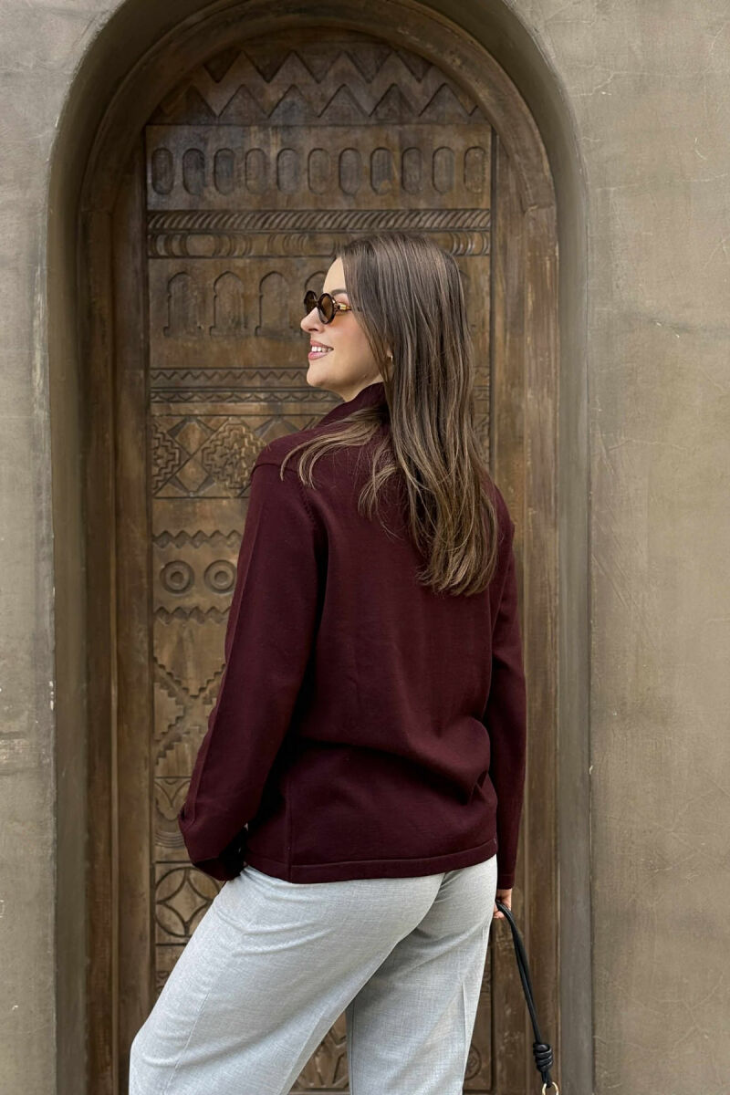 ONE COLOR SIMPLE WOMEN CARDIGAN BURGUNDY/VISHNJE - 3