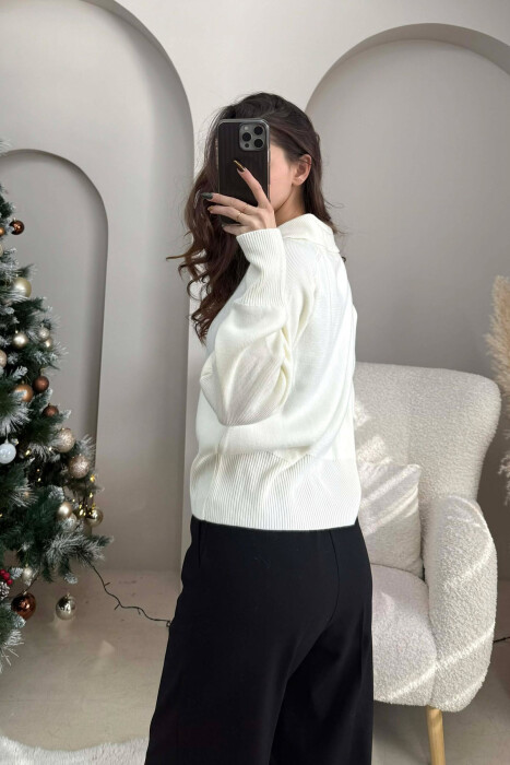 ONE COLOR SIMPLE WOMEN CARDIGAN CREAM/KREM - 4