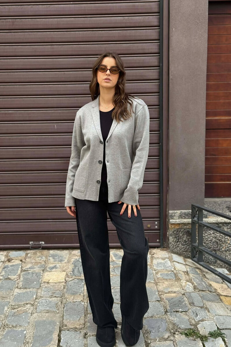 ONE COLOR SIMPLE WOMEN CARDIGAN GREY/GRI - 1