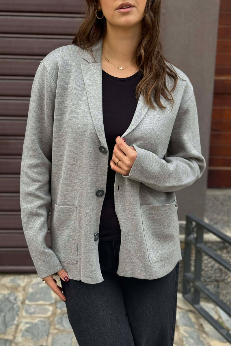 ONE COLOR SIMPLE WOMEN CARDIGAN GREY/GRI - 4