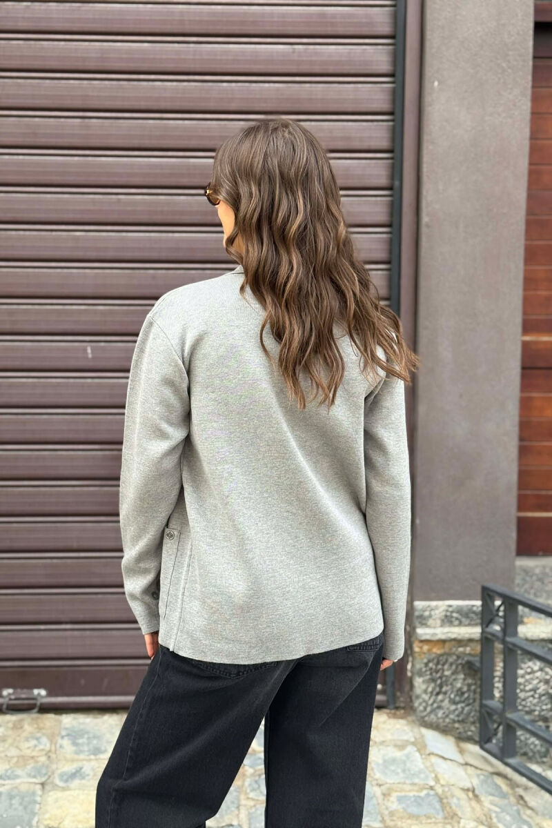 ONE COLOR SIMPLE WOMEN CARDIGAN GREY/GRI - 3