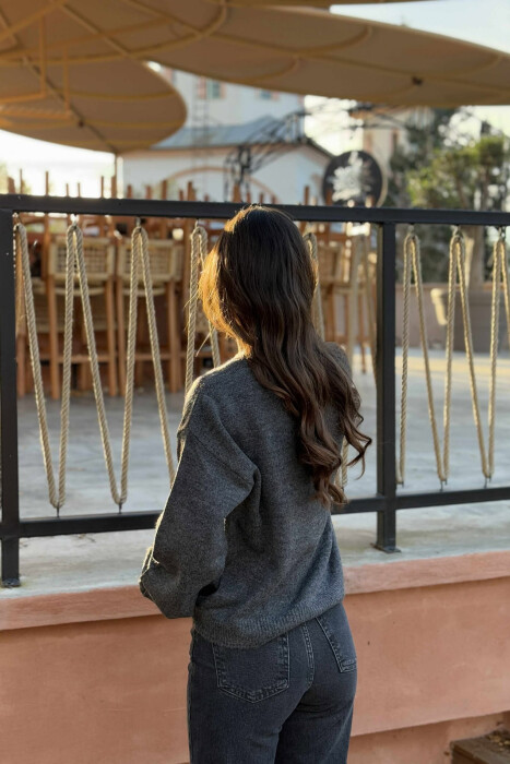 ONE COLOR SIMPLE WOMEN CARDIGAN GREY/GRI - 3