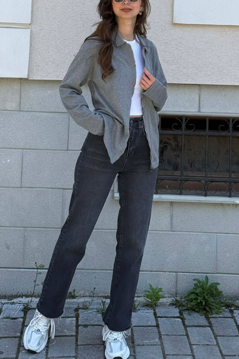 ONE COLOR SIMPLE WOMEN CARDIGAN GREY/GRI - 2