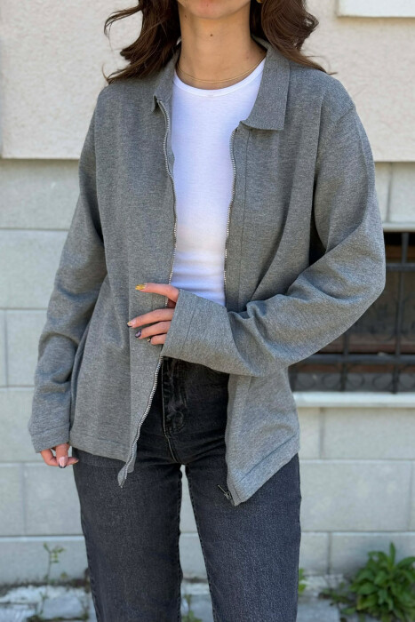 ONE COLOR SIMPLE WOMEN CARDIGAN GREY/GRI - 3