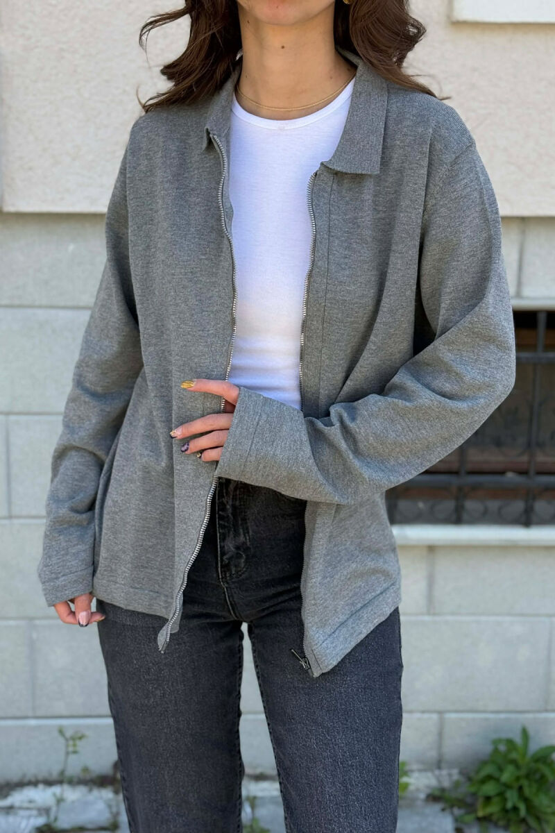 ONE COLOR SIMPLE WOMEN CARDIGAN GREY/GRI - 3