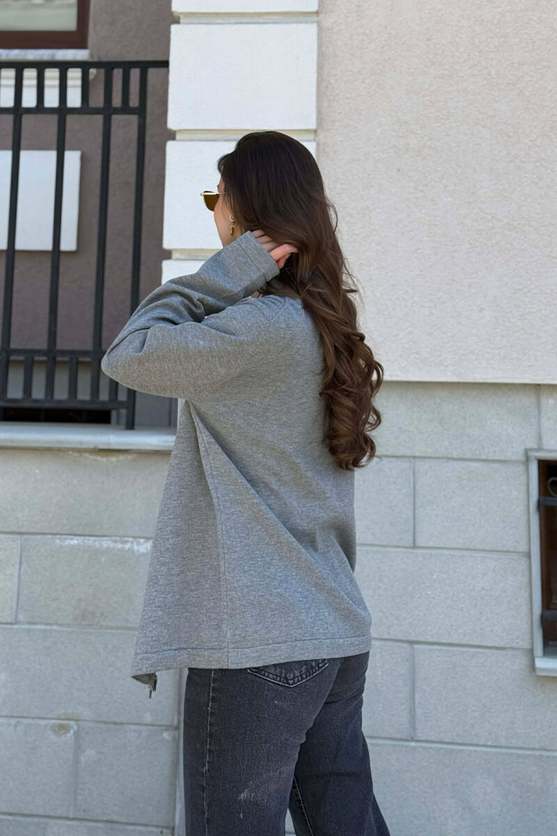 ONE COLOR SIMPLE WOMEN CARDIGAN GREY/GRI - 4