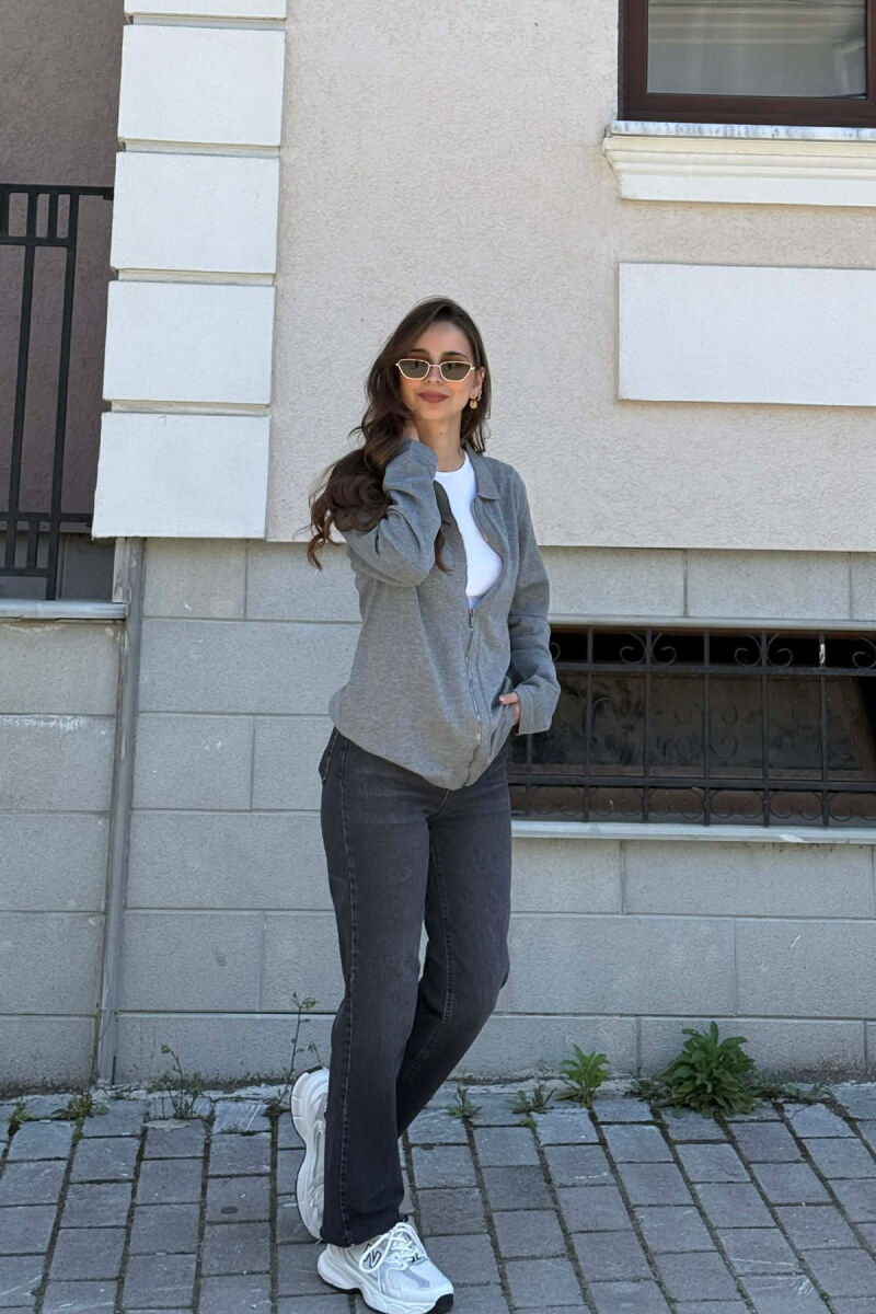 ONE COLOR SIMPLE WOMEN CARDIGAN GREY/GRI - 5